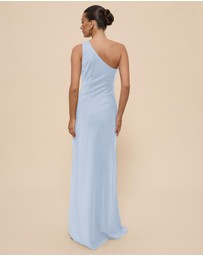 CHANCERY - Hallie Satin One Shoulder Drape Maxi Dress