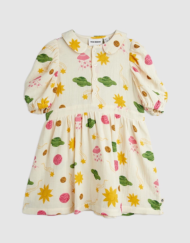 Mini Rodini - Space AOP Muslin Woven SS Dress - Babies-Teens