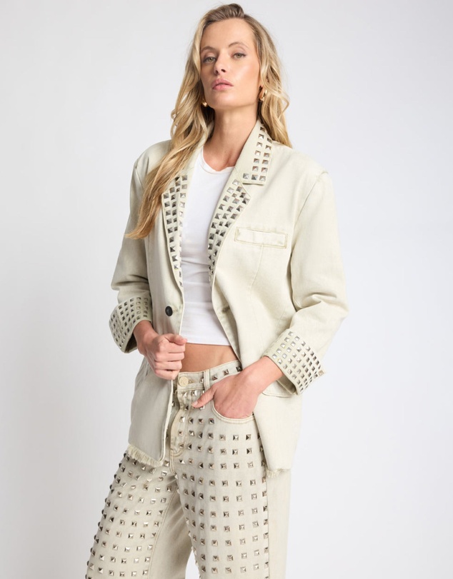 ONE TEASPOON - Silver Storm Studded Blazer - Antique Khaki