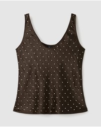 M.N.G - Satin Crinkled-Effect Top With Crystals