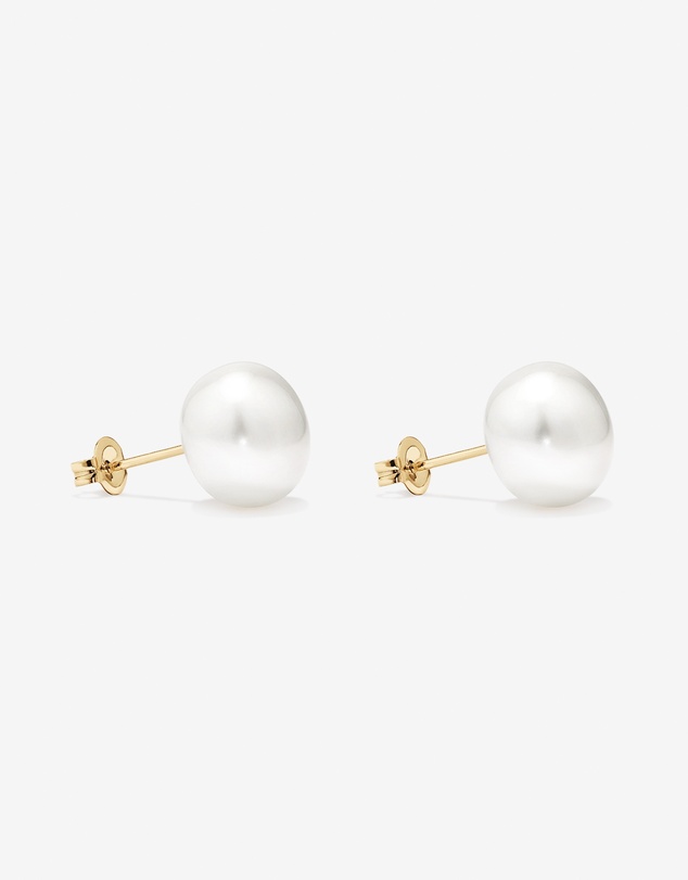 Michael Hill - 10.5-11mm Button Cultured Freshwater Pearl Stud Earrings in 10kt Yellow Gold