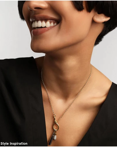 PDPAOLA - Pave Drop Pendant Stacker Chain Necklace