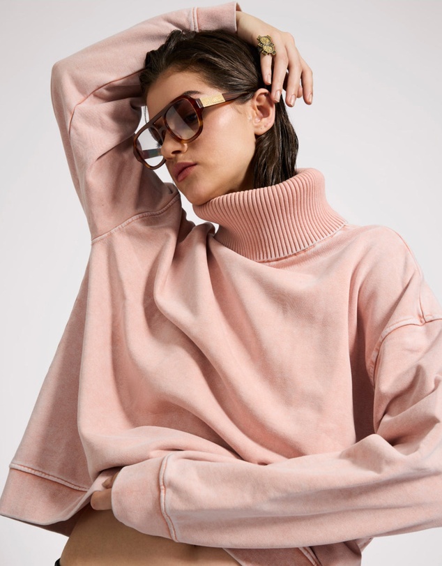 ONE TEASPOON - Fleece Roll Neck Sweater - Blush Pink