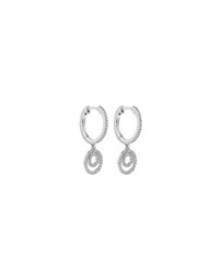 Michael Hill - Fine Double Circle Diamond Drop Huggie Earrings in Sterling Silver