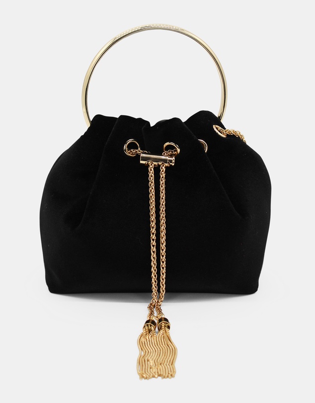 Morgan & Taylor - Nicola Velvet Bucket Bag in Black
