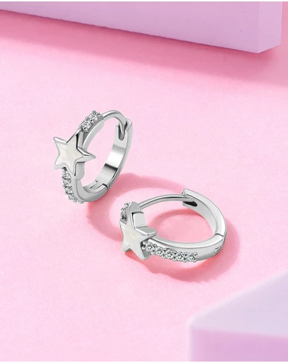 Mestige Kids - Stella Star Hoops - Silver Plated