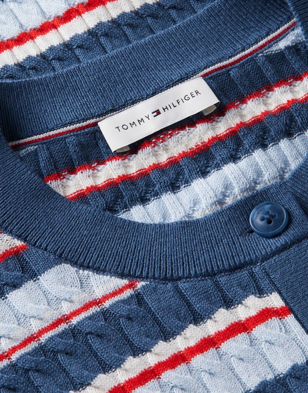 Tommy Hilfiger - Cotton Cable Fine Gauge Long Sleeve Crew Neck Cardigan