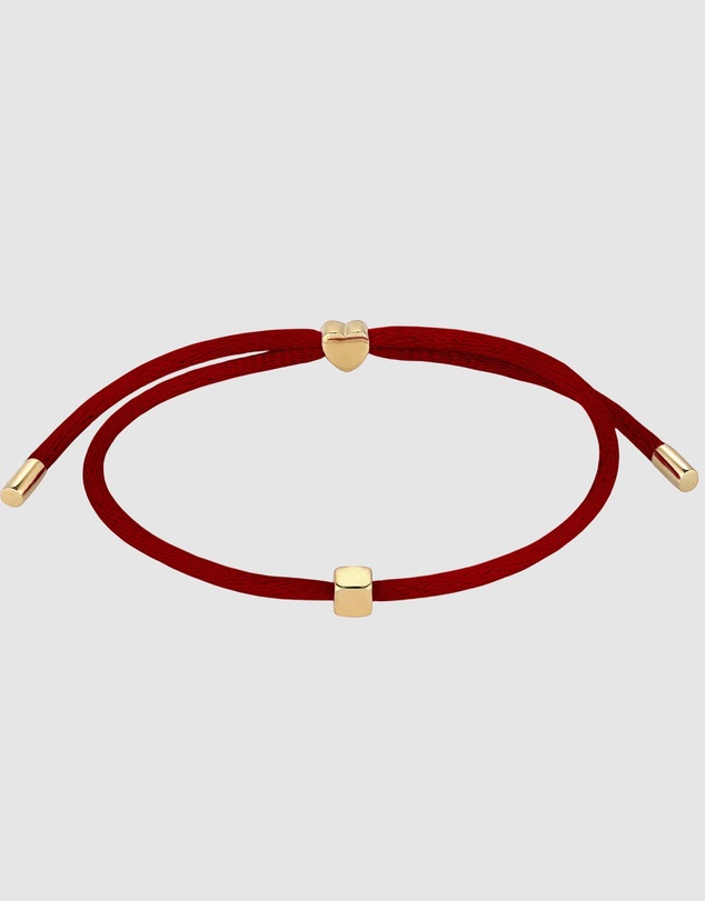 Elli Jewelry - Heart Charm Red Satin Bracelet