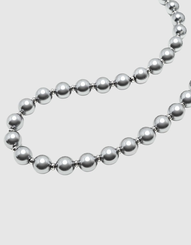 Nialaya Jewellery - 10mm Metallic Pearl Necklace with Silver