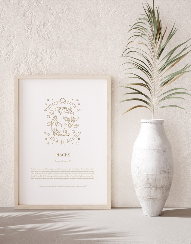 Olive et Oriel - Pisces Celestial Zodiac I Art Print