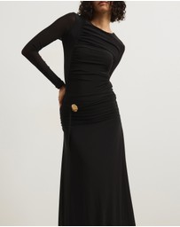 Atmos&Here - Valentia Belted Mesh Maxi Skirt