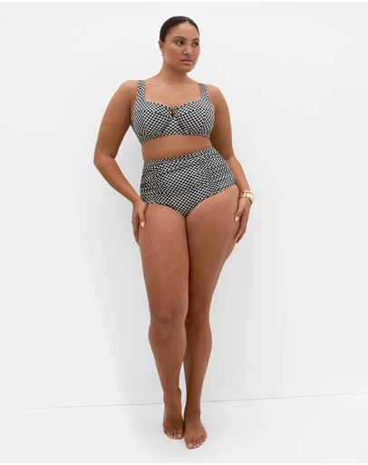 City Chic - Plus size Capri Gingham Print Underwire Bikini Top - black