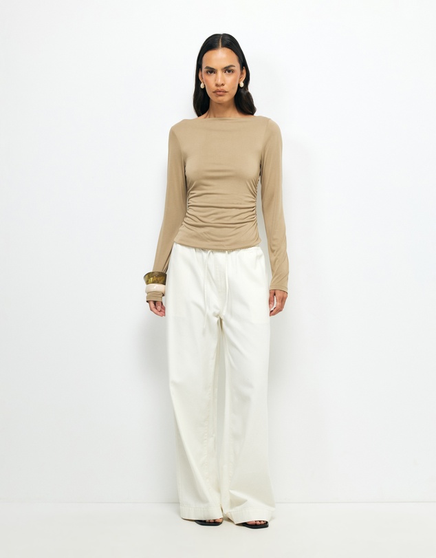 AERE - Cupro Boat Neck Top