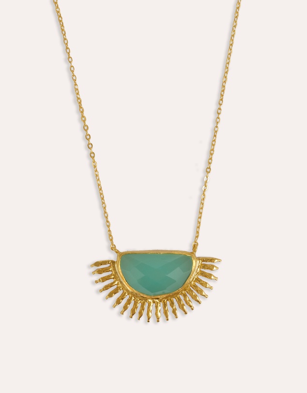 Ottoman Hands - Sunrise Aqua Chalcedony Pendant Necklace