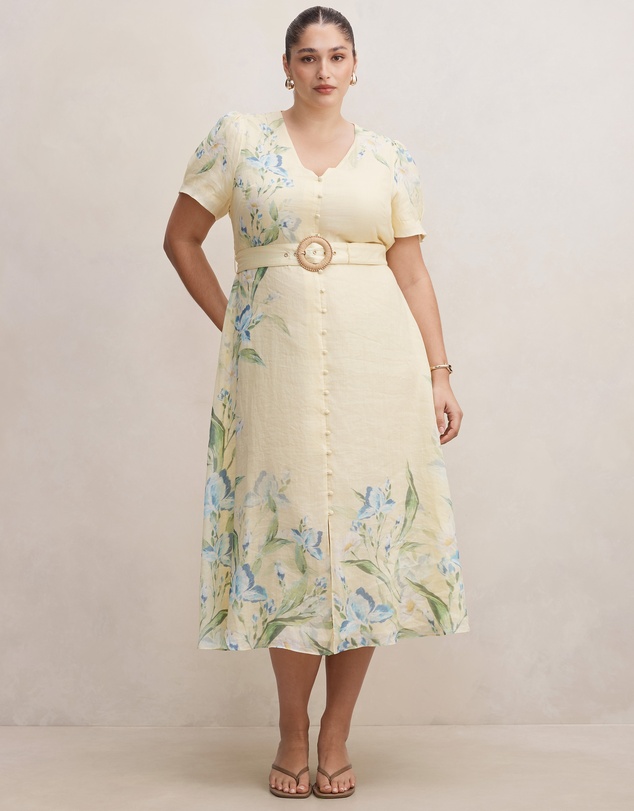 Forever New Curve - Calissa Curve V-Neck Short Sleeves Midi Dress