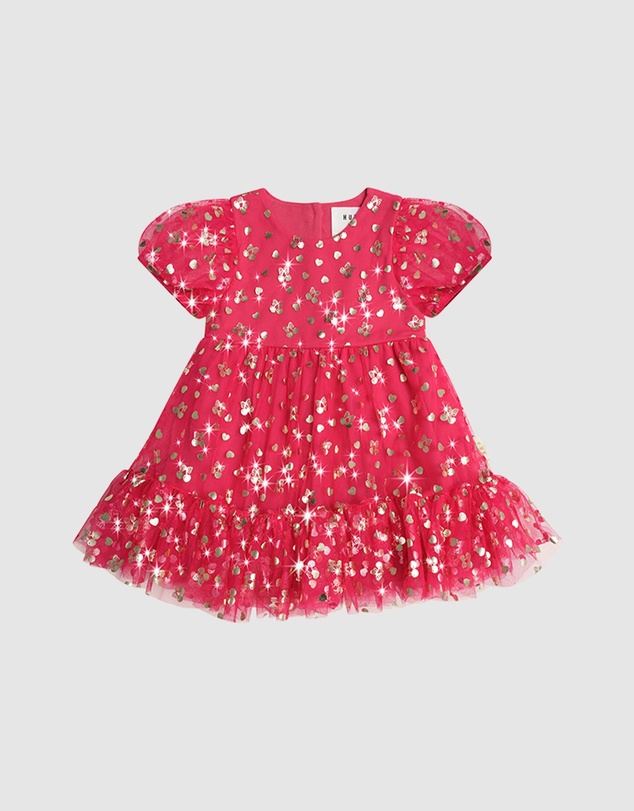 Huxbaby - Golden Cherries Puff Sleeve Tulle Dress - Babies