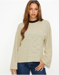 Dazie - Nostalgia Stripe Oversized LS Tee