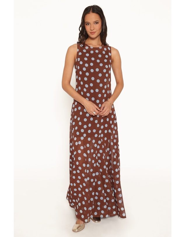 Petal & Pup - Keani Maxi Dress - Brown Polka Dot