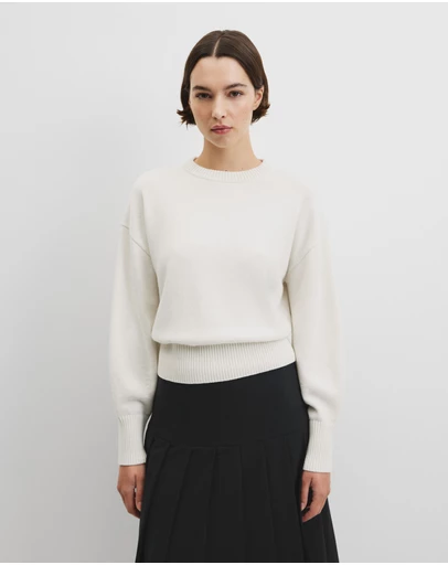 Country Road - Organically Grown Cotton Blend Crop Crew Neck Knit