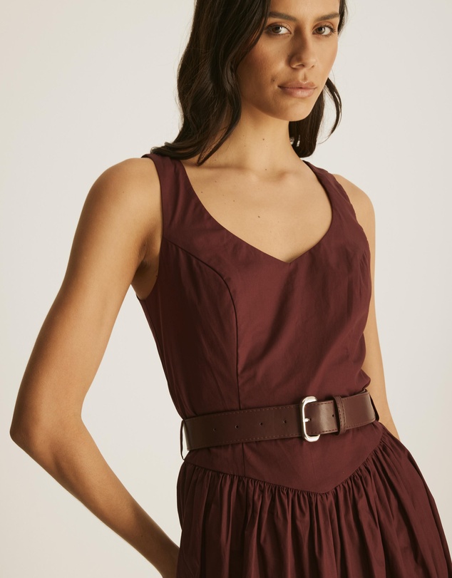 Atmos&Here - Mia Belted Poplin Maxi Dress