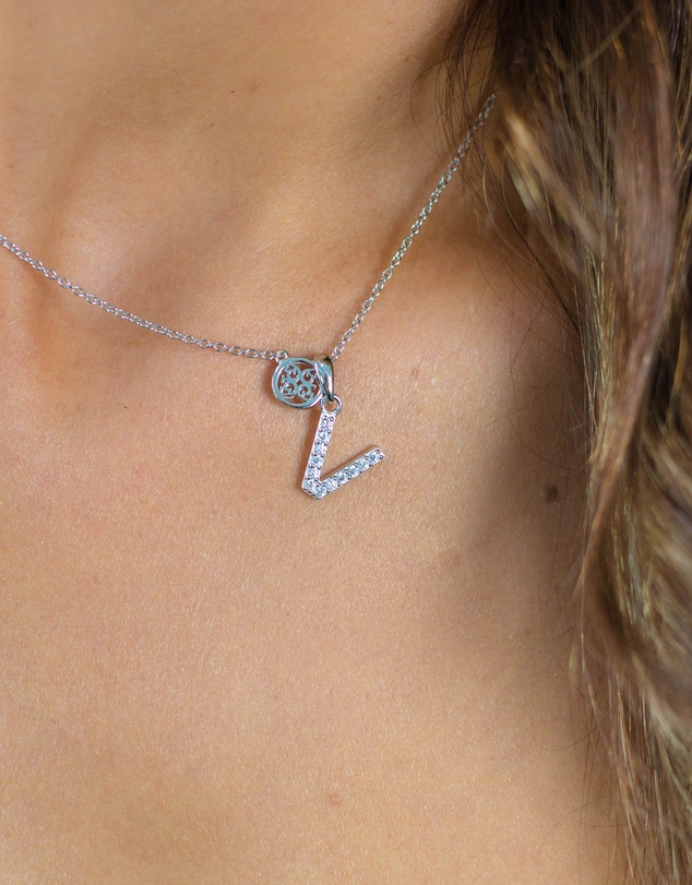 Georgini - Georgini Luxury Letters V Initial Pendant Silver