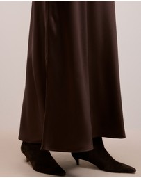 Trenery - Satin Bias Cut Maxi Skirt in Coffee Bean