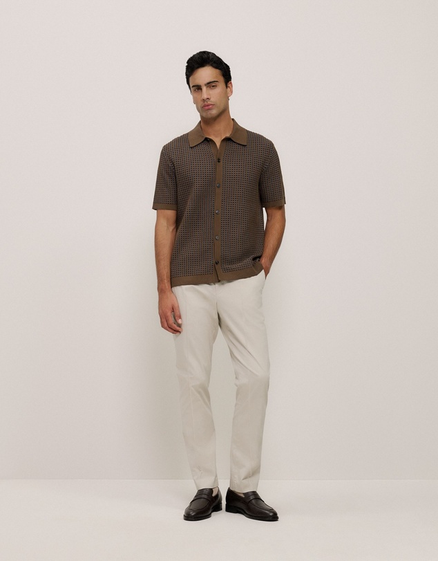 Trenery - Jacquard Geo Knit Shirt in Cocoa