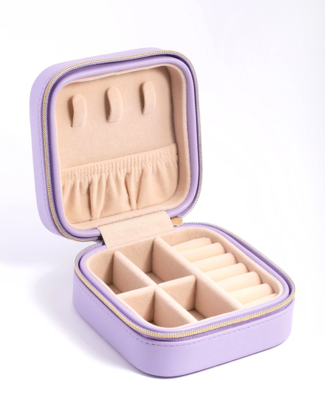 Lovisa - Purple Faux Leather Compact Square Jewellery Box