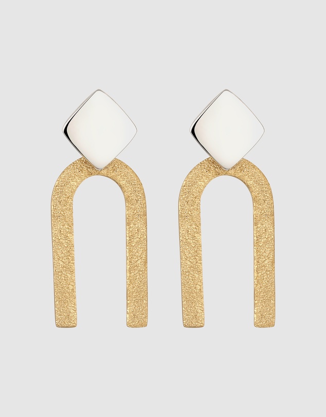 Elli Jewelry - Bicolour Geometric Stud Earrings in 925 Silver