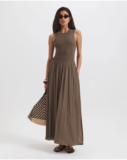 SABA - Lillian Mixed Media Midi Dress