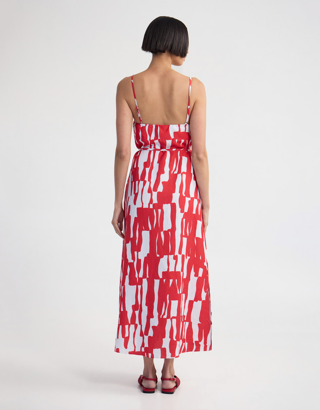 Oxford - Cara Strapless Linen Printed Dress