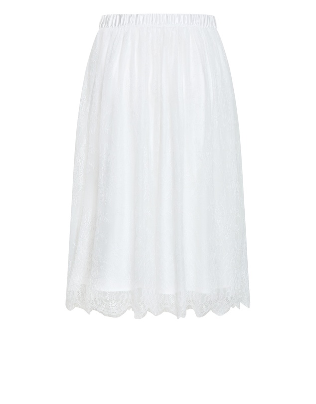 City Chic - Plus size Ivy Lace Mesh Skirt - ivory