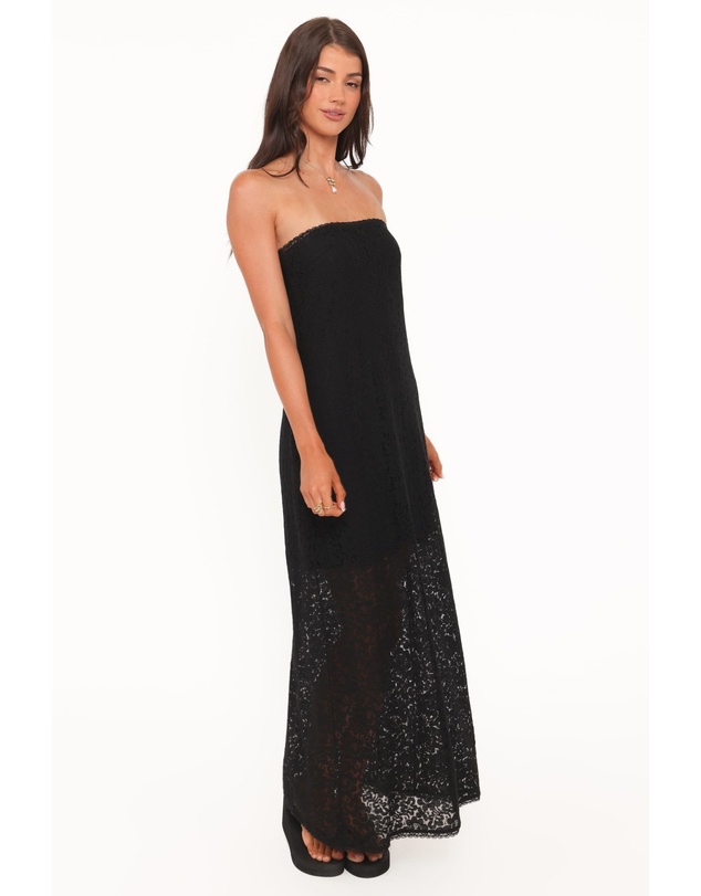 Petal & Pup - Sienna Strapless Maxi Dress - Black Lace