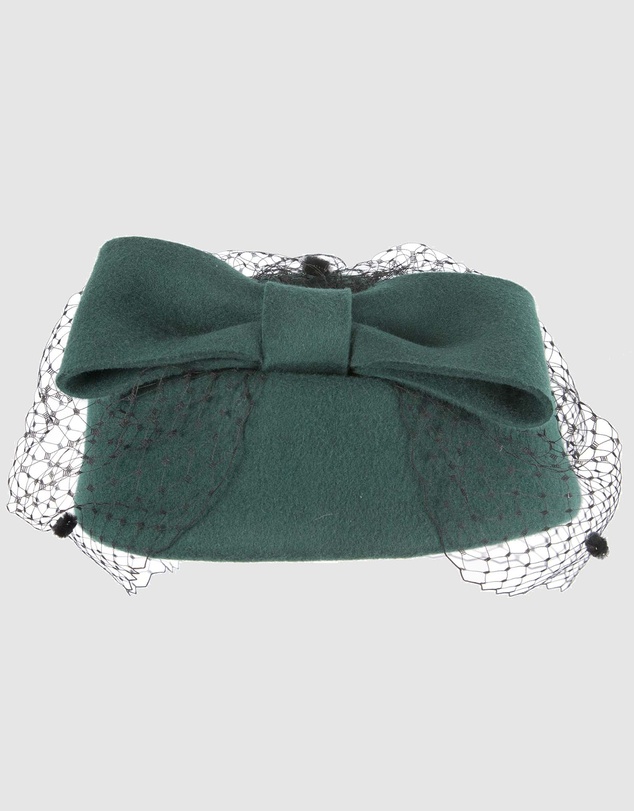 Max Alexander - Felt Green Pillbox Hat With Veil