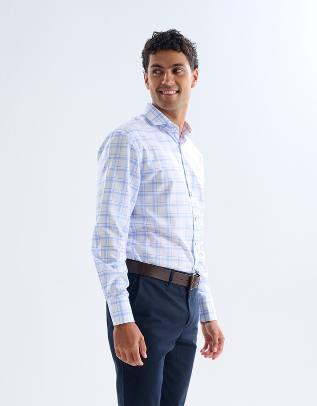 3 Wise Men - 3 Wise Men Library Blue Check Shirt