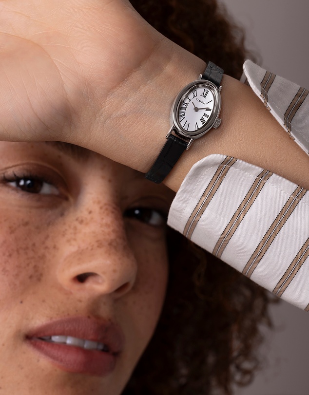 TIMEX - Women's Cavatina Silver-tone Case with Black Strap