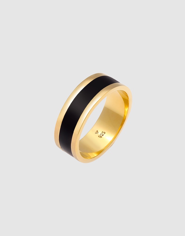 Kuzzoi - ICONIC EXCLUSIVE - Enamel Band Ring in Gold-Plated 925 Sterling Silver