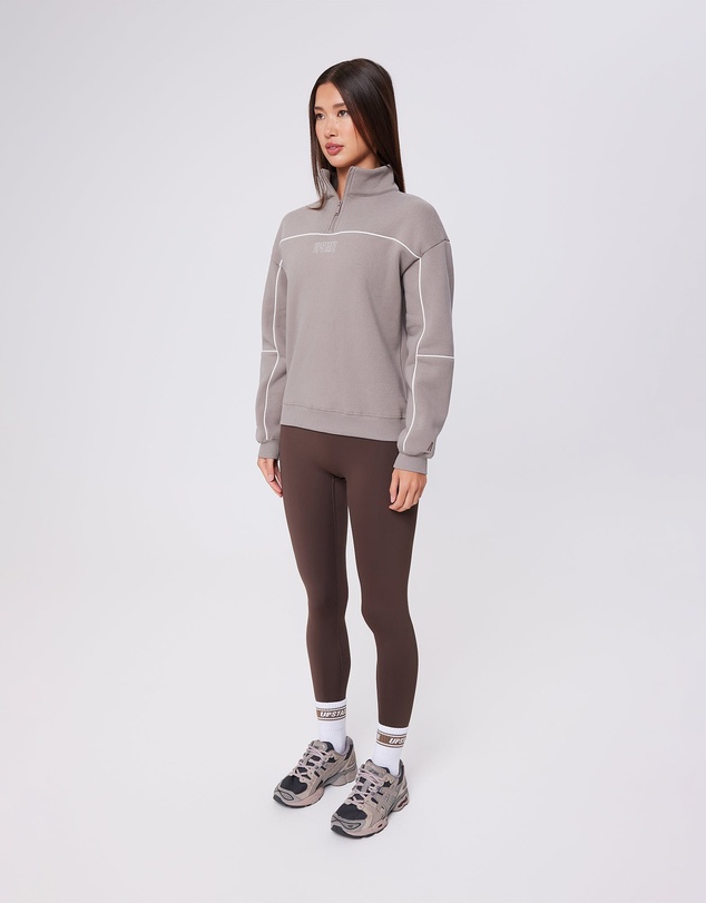 Upstate - Half Zip Pannelled Crew - Cinder