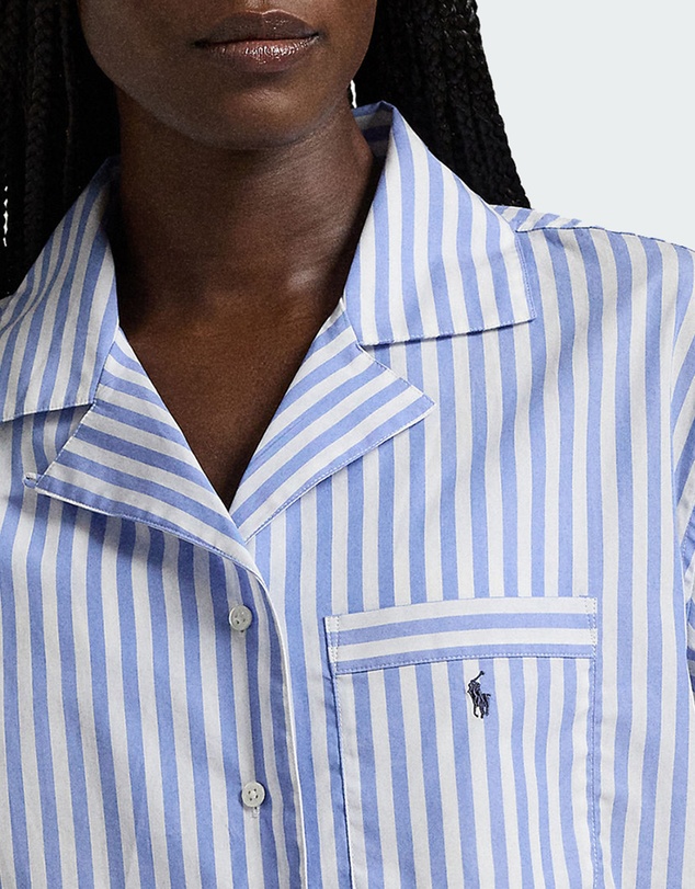 Polo Ralph Lauren - Shirting Stripes Crop Top & Boxer Short Cotton Pyjama Set