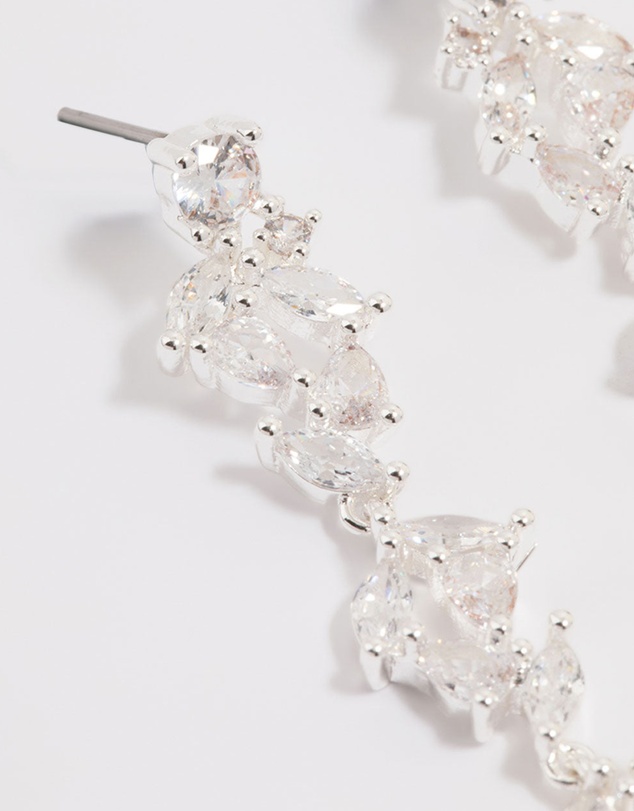Lovisa - Silver Plated Cubic Zirconia Marquise Drop Earrings