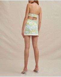 BY JOHNNY. - Painted Palm Contrast Mini Skirt