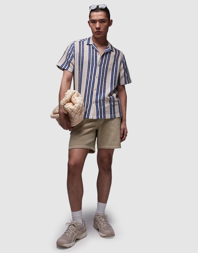 Topman - SS Relaxed Striped Crochet Shirt