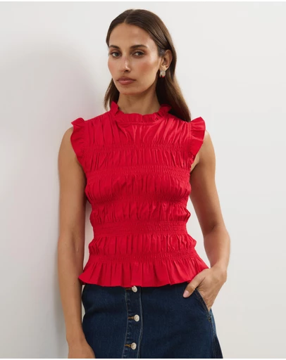 Atmos&Here - Coralie Linen Blend Frill Top