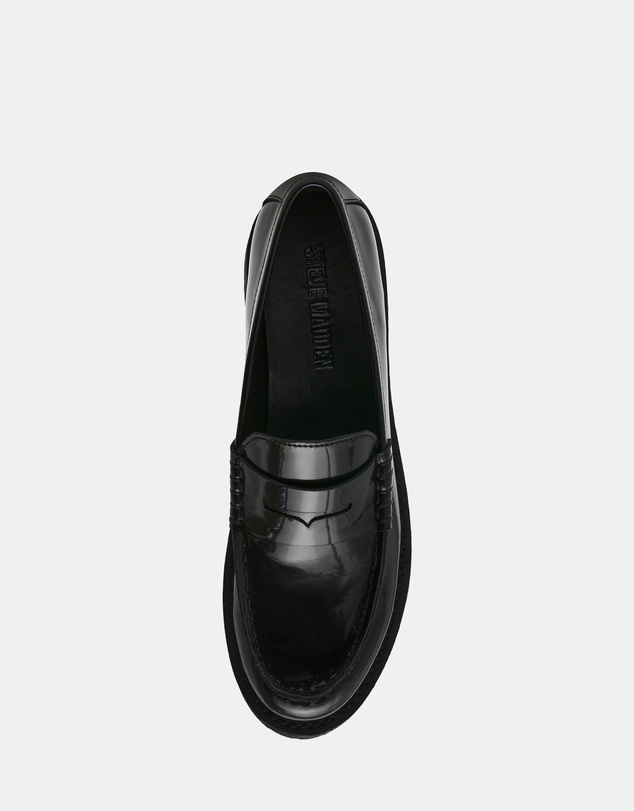 Steve Madden - Langsten-CN Black Leather Loafers