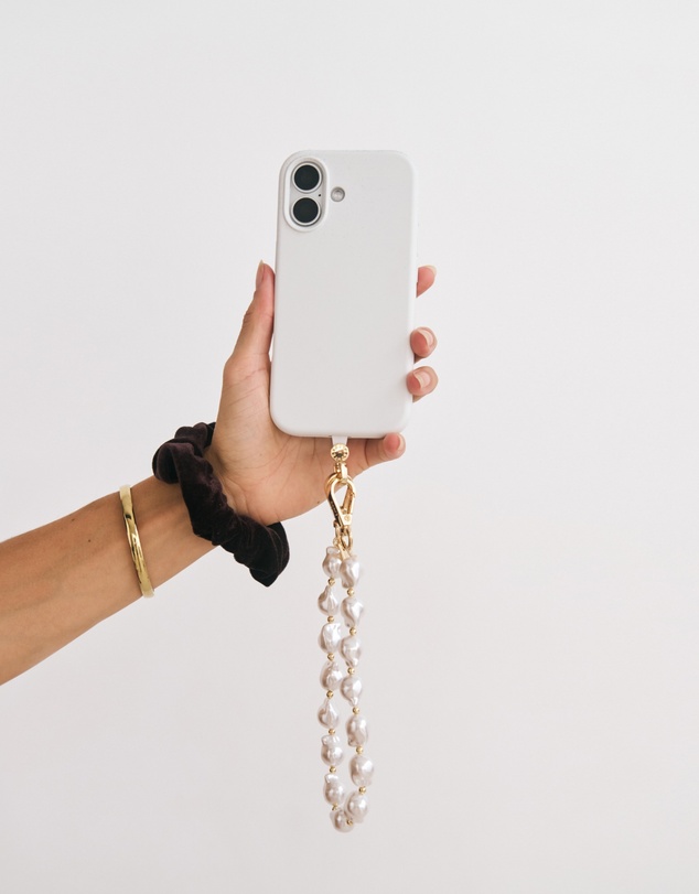 LOUVE COLLECTION - Universal Phone Strap Connector (White) + Marina Wristlet