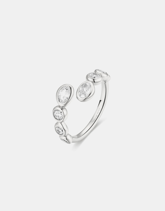 Ania Haie - Silver Organic Pebble Spiral Bezel Adjustable Ring