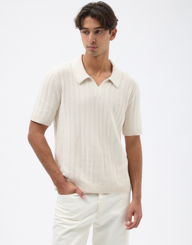 AERE - Fisherman Ribbed Knit Polo