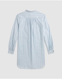 Polo Ralph Lauren - Striped Pleated Cotton Shirtdress - Teens