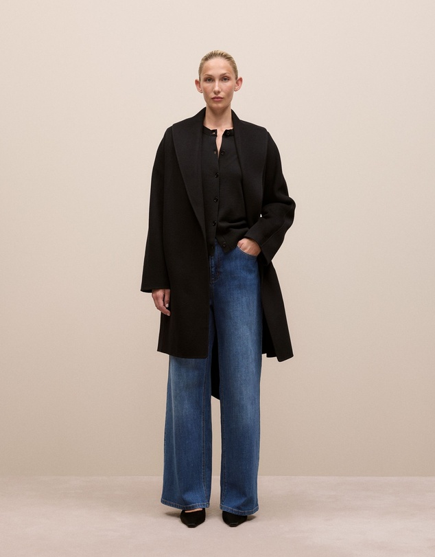 Trenery - Double Faced Wool Wrap Coat in Black