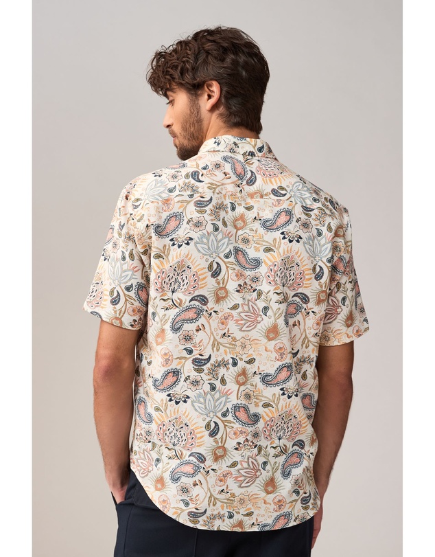 NEXT - Short Sleeve Textured Floral Printed 100% Cotton Shirt